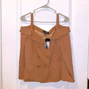 FASHION NOVA off the shoulder peach blazer